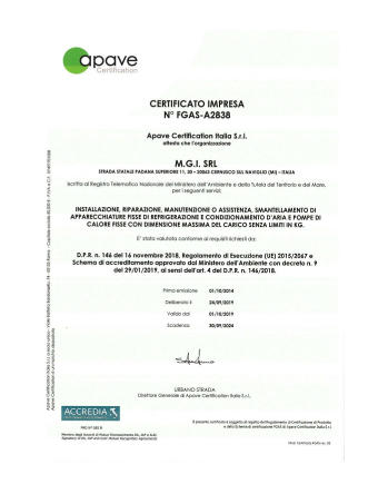 certificato FGAS
